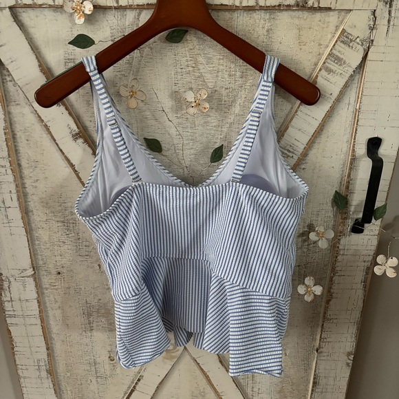 Ruffle Butts Women's Seersucker Peplum Tankini Set XL - Picture 6 of 8